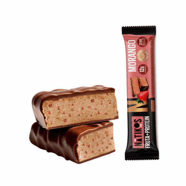 Barrinha proteíca de Morango _ Natiko (2) Barrinha Proteica de Morango 50g | Natikos