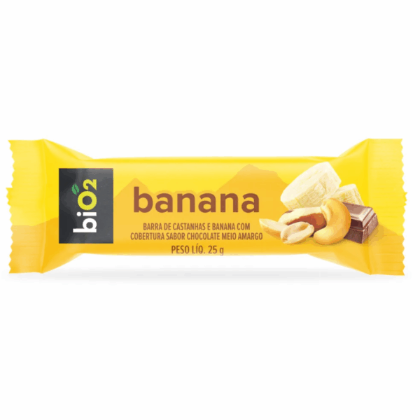 Barrinha de Castanhas e Frutas | Banana com Chocolate 25g | Bio2