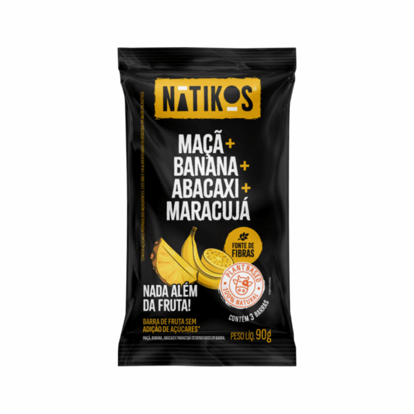 Barra de Frutas Amarelas (Maçã, Banana, Abacaxi e Maracujá) 30g | Natikos