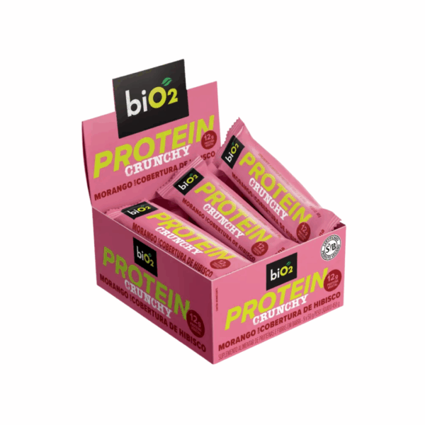Protein Crunchy Morango com Cobertura de Hibisco 50g | Bio2