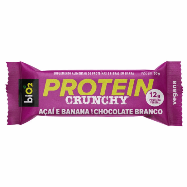 Protein Crunchy Açaí e Banana com Chocolate Branco 50g | Bio2