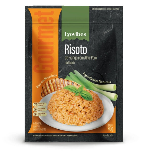 Risoto de frango com alho poró Risoto de Frango com Alho Poró Liofilizados | Lyovibes