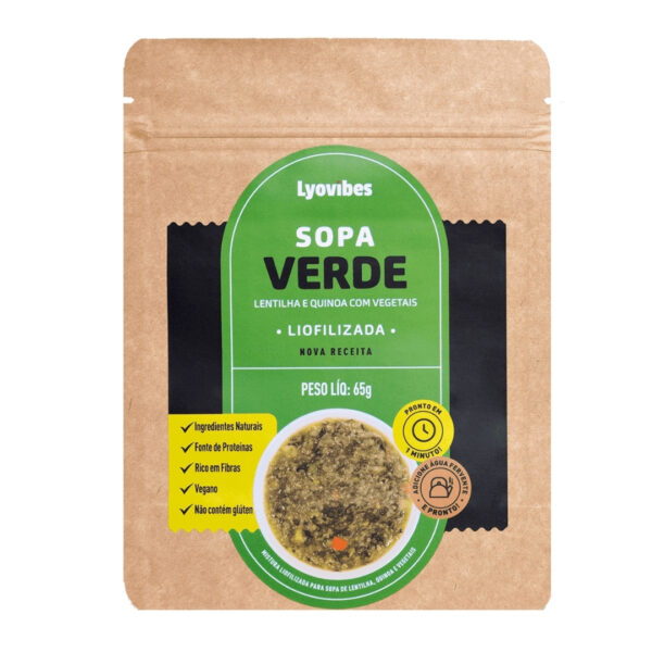 Sopa verde de lentilha Sopa Verde de Lentilha e Quinoa com Vegetais Liofilizados | Lyovibes