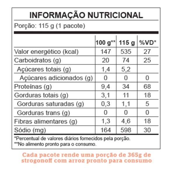 Strogonoff de Frango com Arroz Liofilizados | Lyovibes