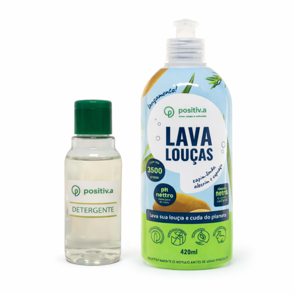 Detergente positiv.a 50ml Frasco 50ml com Detergente Biodegradável Capim-Limão | Positiv.A