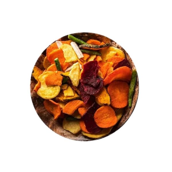 Mix de vegetais chips desidratados Mix de Vegetais Chips à Granel (100g) | Snack Crocante Para Trilhas e Trekkings
