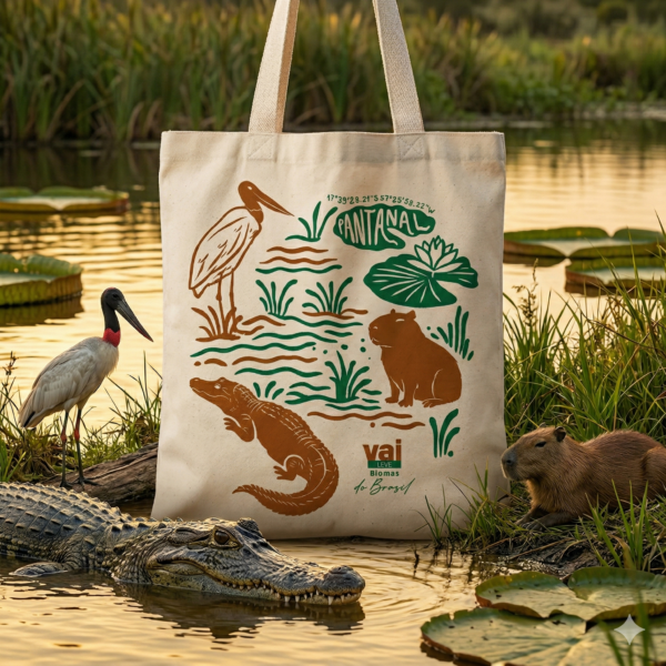 4 mockup Ecobag vai LEVE | Biomas do Brasil | Pantanal