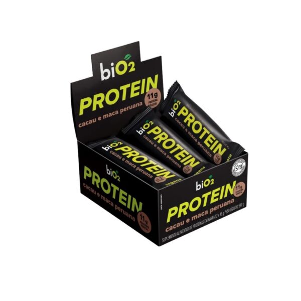bio2 cacau e maca peruana (2) Barra de proteína sabor Cacau e Maca peruana 45g | bio2